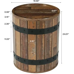 19.68" Barrel Side Table with Hidden Storage, Round Wood End Table with Lid for Living Room and Bedroom