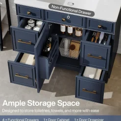 35" Bathroom Vanity with Sink, Modern Solid Wood Bathroom Cabinet with 4 Drawers