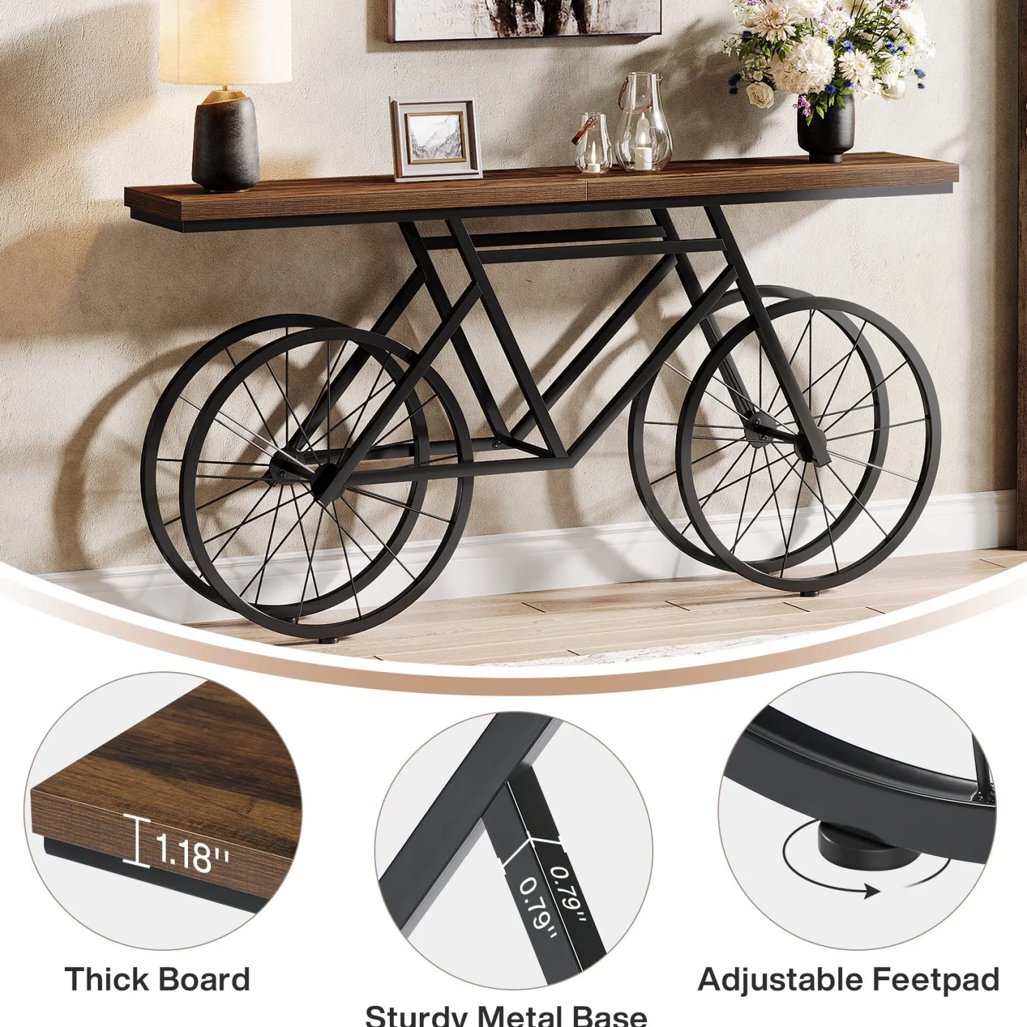 70.9" Bike Console Table, Extra Long Bicycle Tables