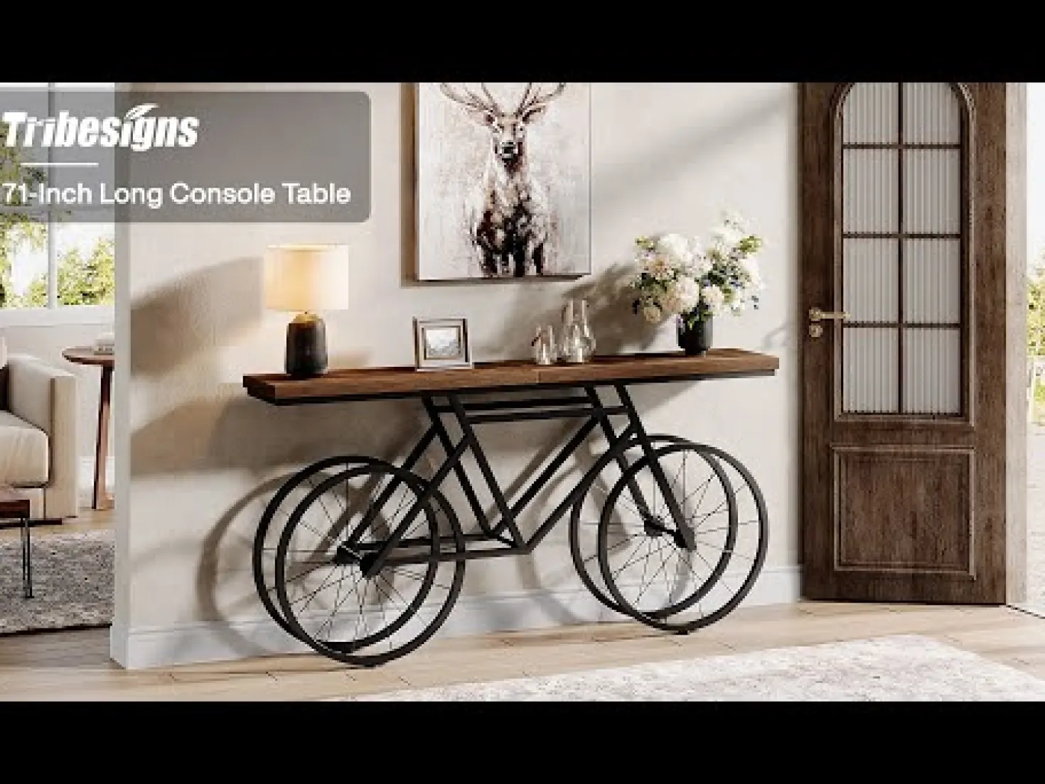 70.9" Bike Console Table, Extra Long Bicycle Tables