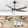 5 Blades Ceiling Fans with Dimmable LED Light and Remote Control