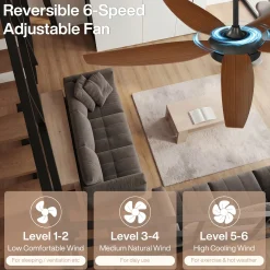 5 Blades Ceiling Fans with Dimmable LED Light and Remote Control