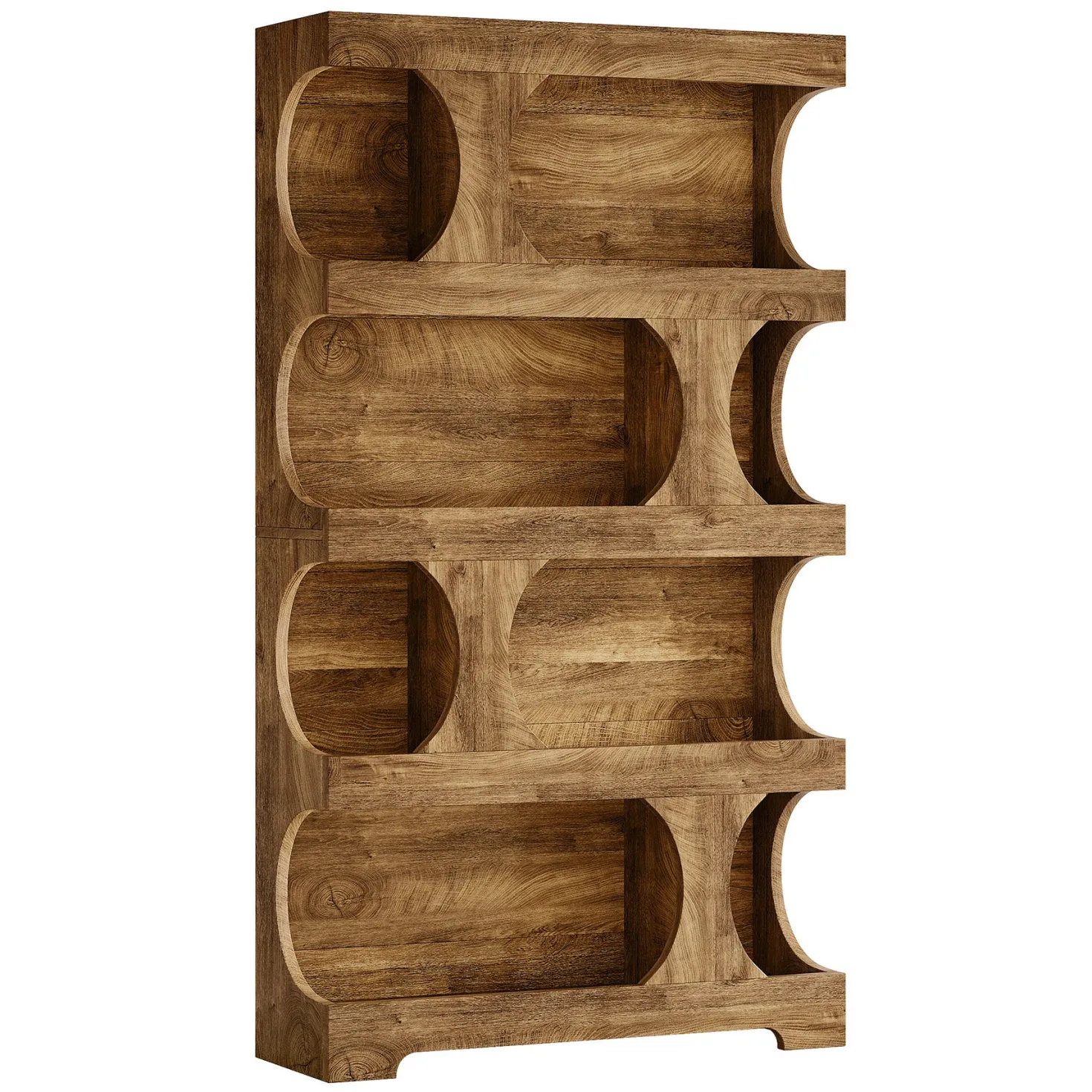 71" Bookcase, Modern Asymmetrical Bookshelf 4-Tier Display Shelf