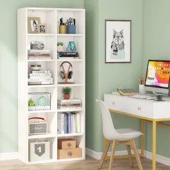 70.9" Bookcase, Modern Bookshelf with 12 Cube Storage