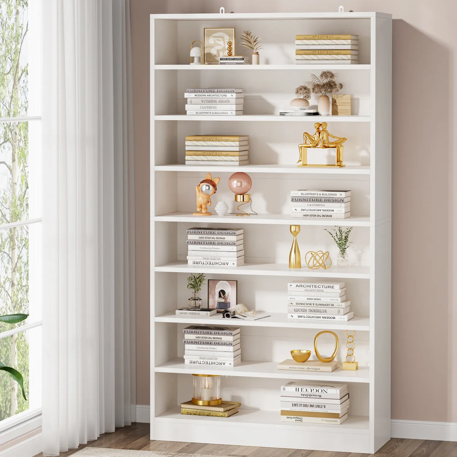71" Bookcase, Modern 9-Tier Bookshelf Freestanding Display Shelf
