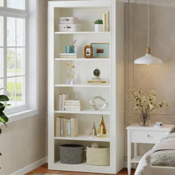75" Bookcase, 6-Tier Modern Bookshelf Open Display Storage Shelves