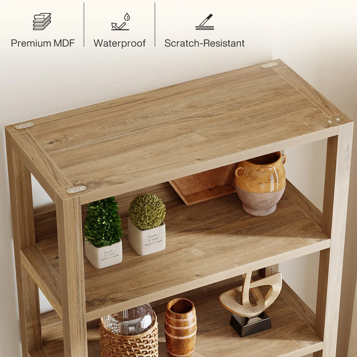 70.9" Bookcase, Wooden Bookshelf with 3-Tier Open Shelf and Door Cabinet