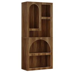 70.8" Bookshelf, Geometric Bookcase Display Shelf with 5 Irregular Storage Shelves