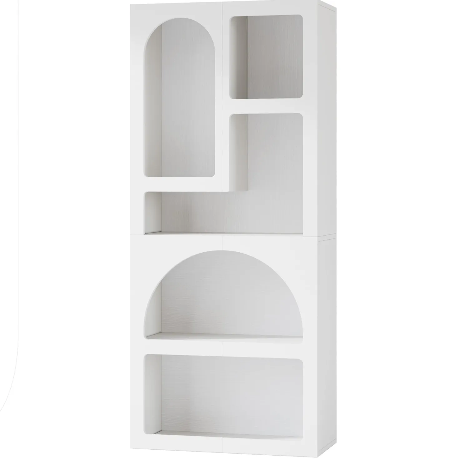 70.8" Bookshelf, Geometric Bookcase Display Shelf with 5 Irregular Storage Shelves