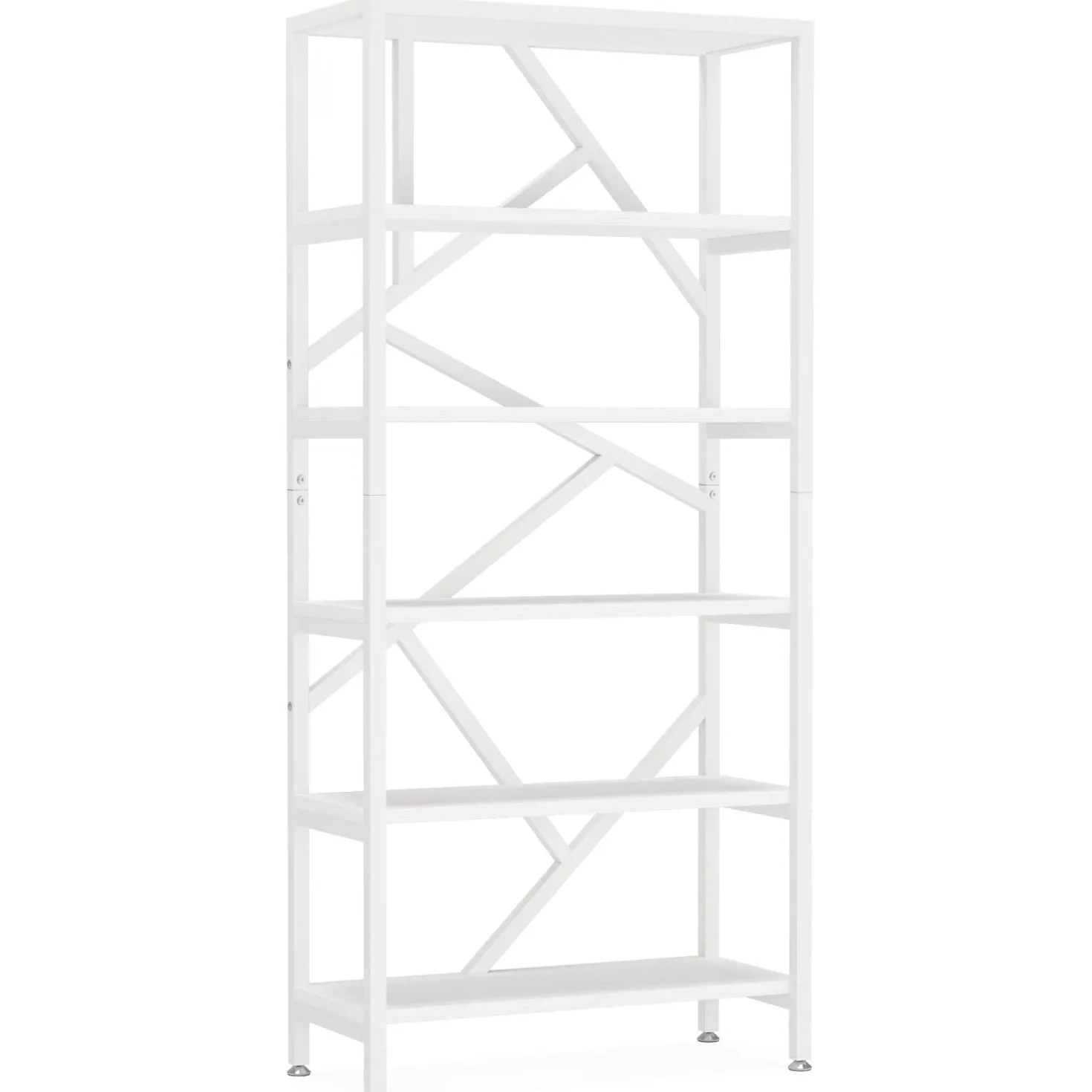 71" Bookshelf, Industrial Etagere Bookcase 6 Shelf Display Rack