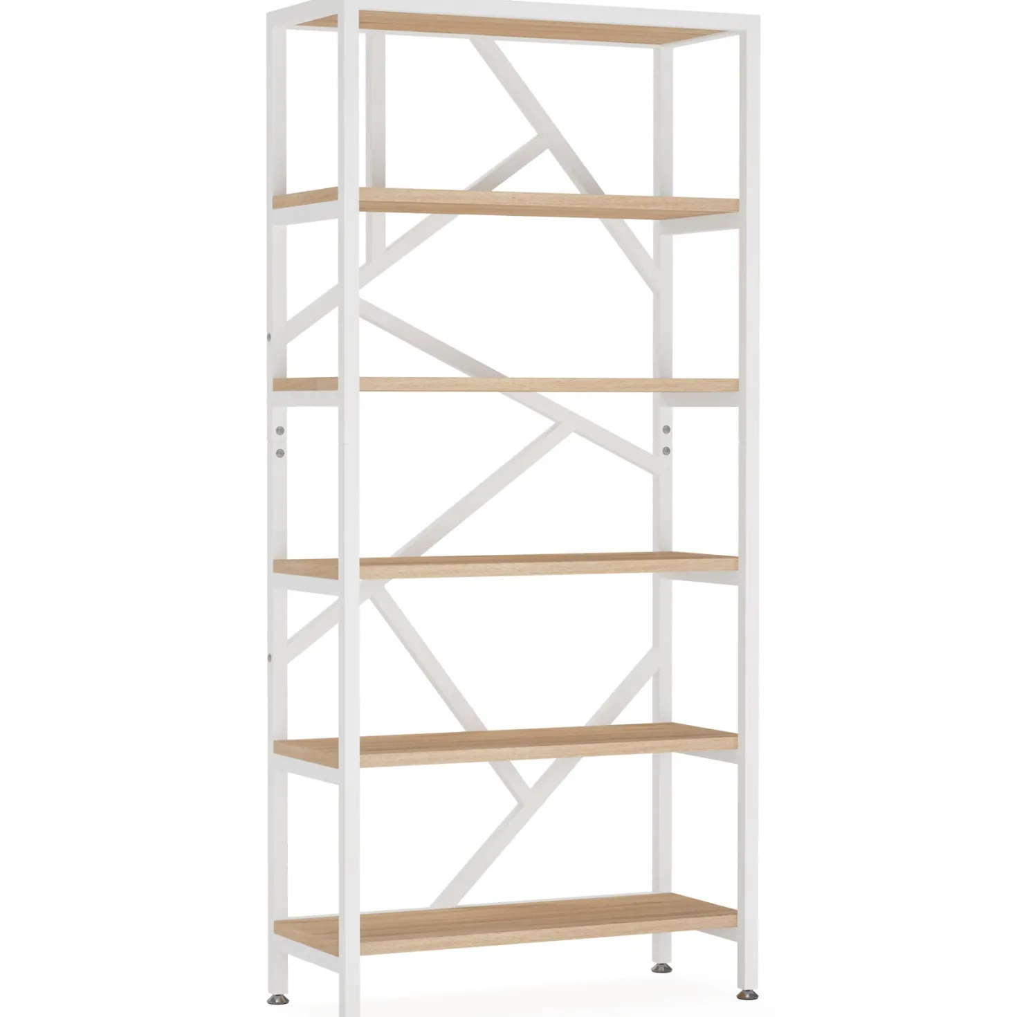 71" Bookshelf, Industrial Etagere Bookcase 6 Shelf Display Rack