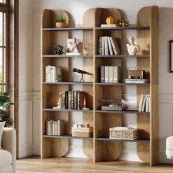 70.8" Bookshelf, 5-Tier Bookcase with Open Display Shelves