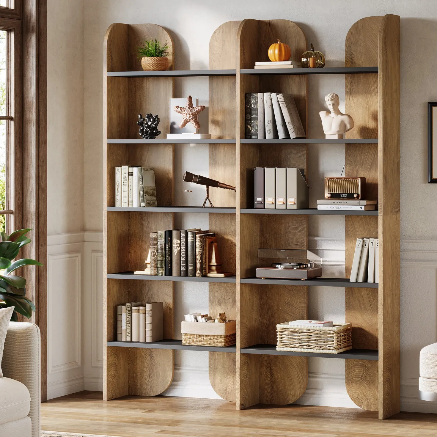 70.8" Bookshelf, 5-Tier Bookcase with Open Display Shelves