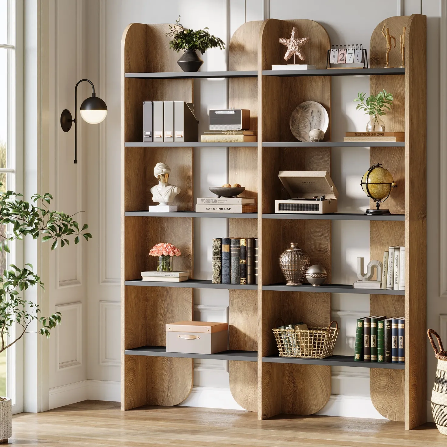 70.8" Bookshelf, 5-Tier Bookcase with Open Display Shelves