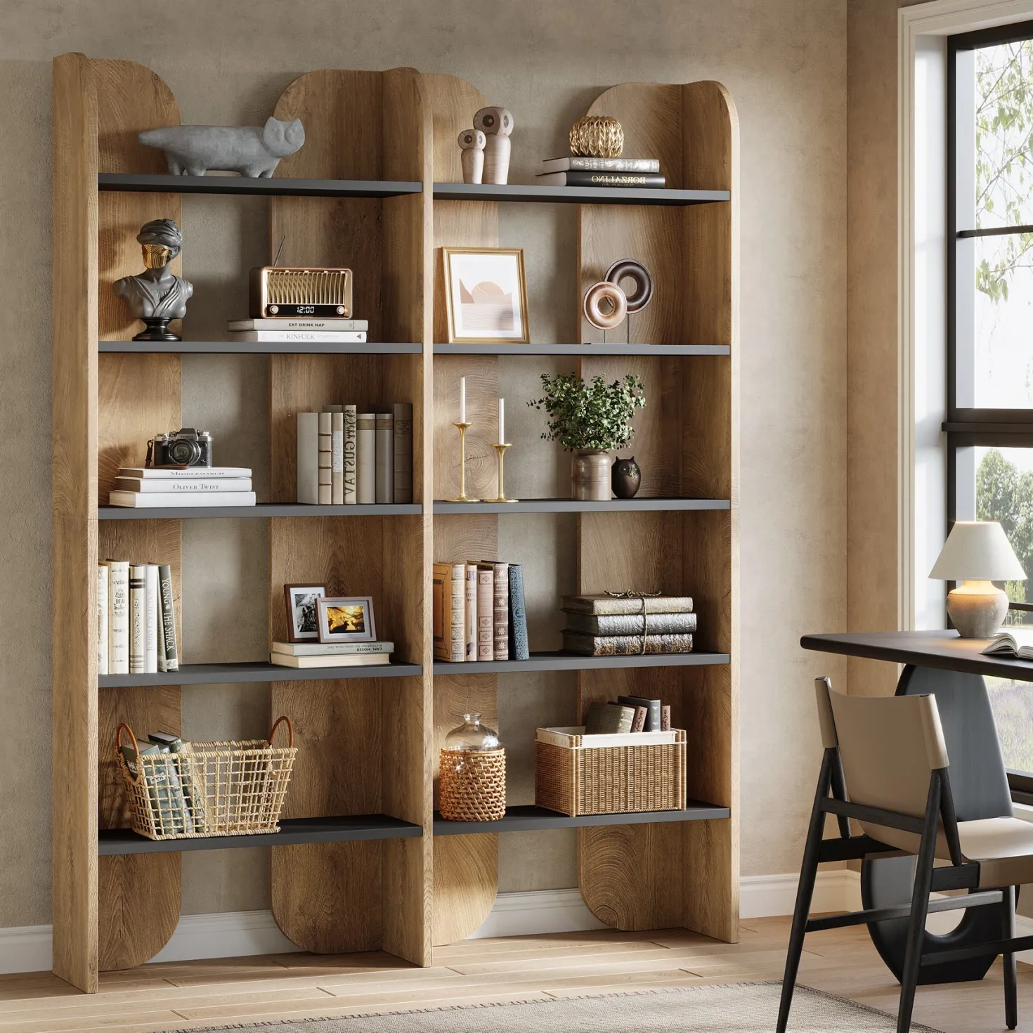 70.8" Bookshelf, 5-Tier Bookcase with Open Display Shelves