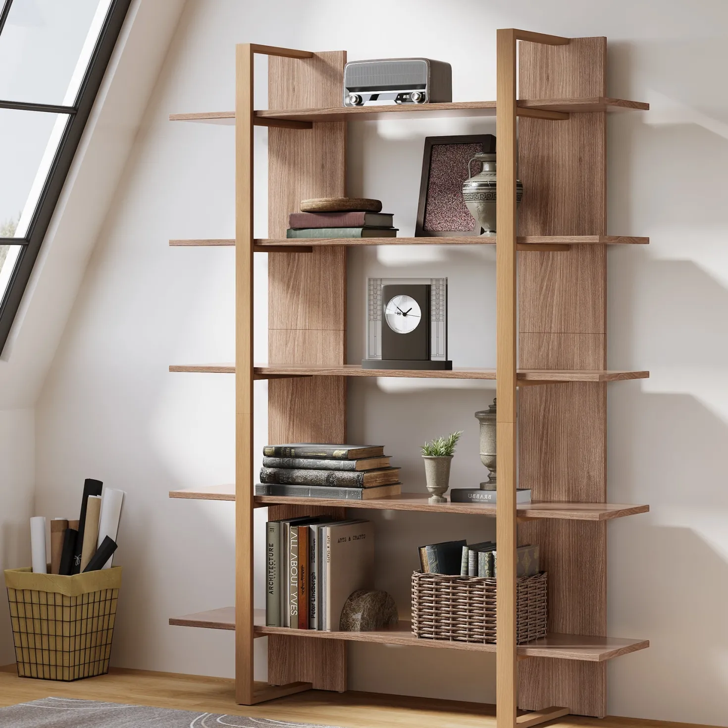 70.8" Bookshelf, 5-Tier Etagere Bookcase Display Shelf