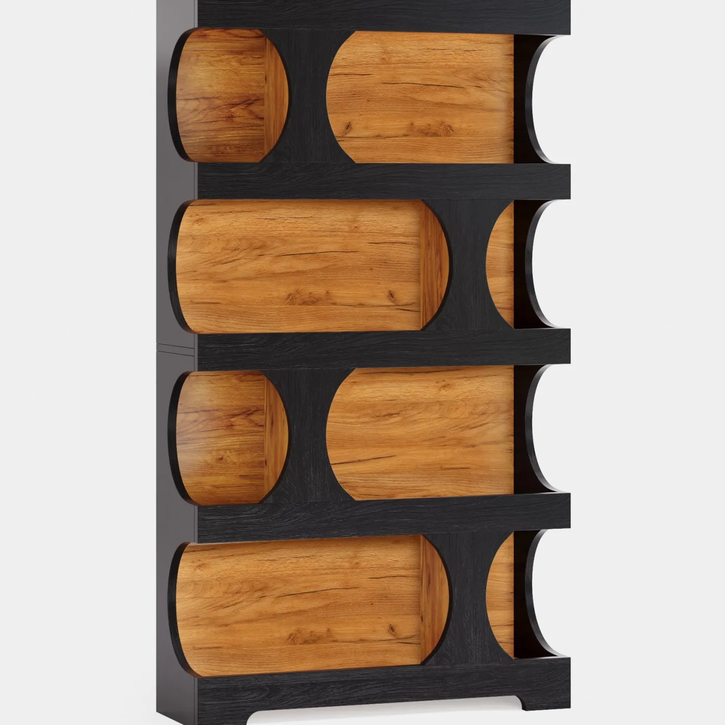 71" Bookshelf, 4-Tier S-Shaped Bookcase Freestanding Display Shelves