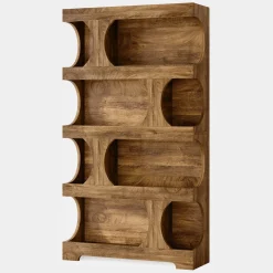 71" Bookshelf, 4-Tier S-Shaped Bookcase Freestanding Display Shelves