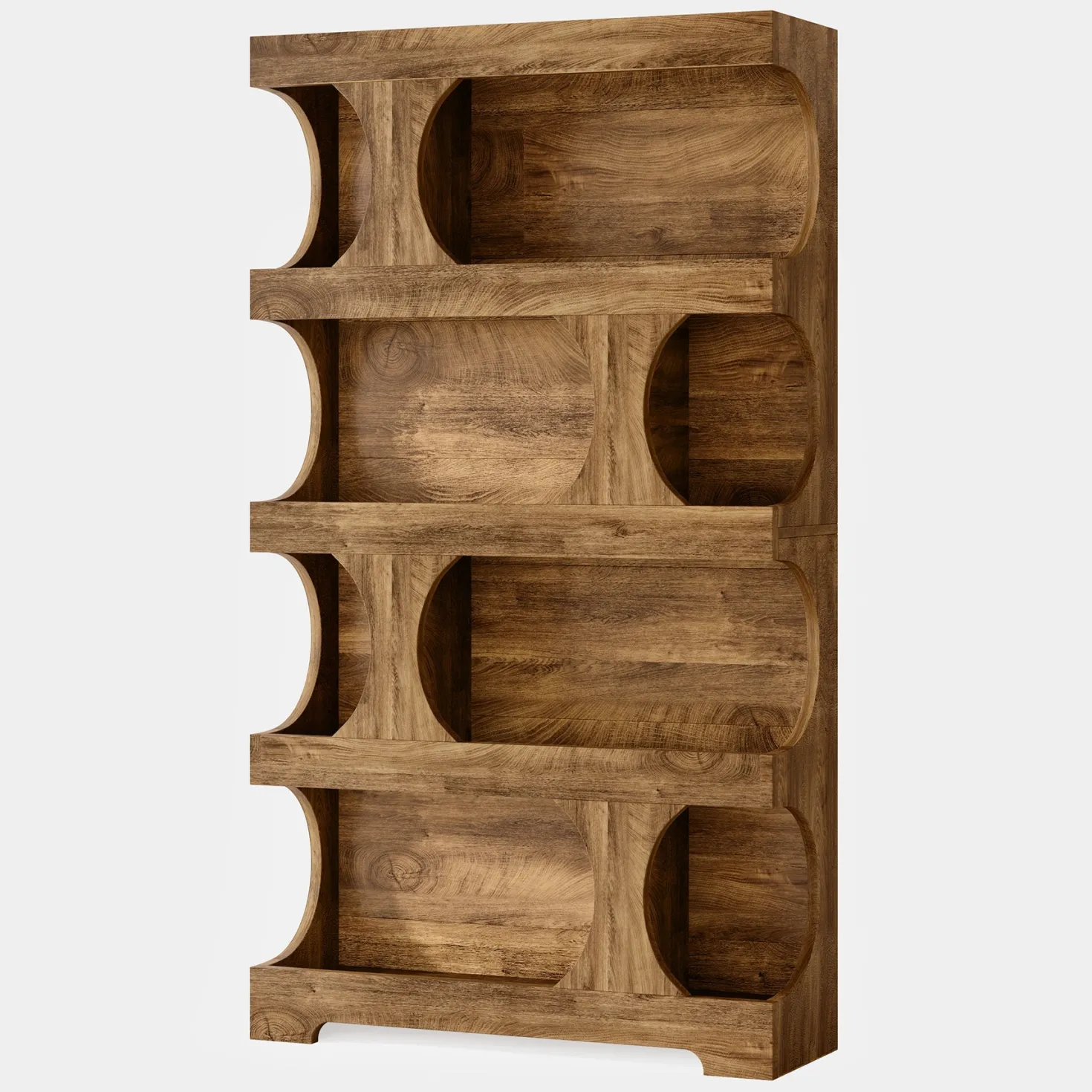 71" Bookshelf, 4-Tier S-Shaped Bookcase Freestanding Display Shelves