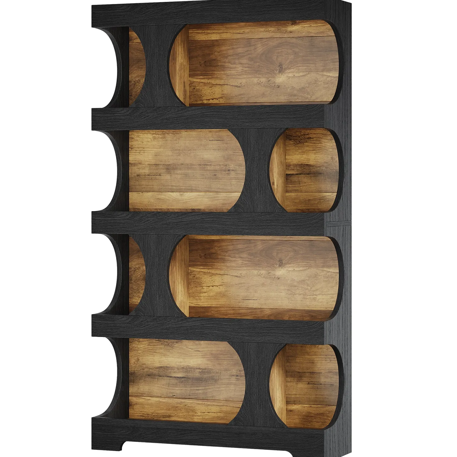 71" Bookshelf, 4-Tier S-Shaped Bookcase Freestanding Display Shelves