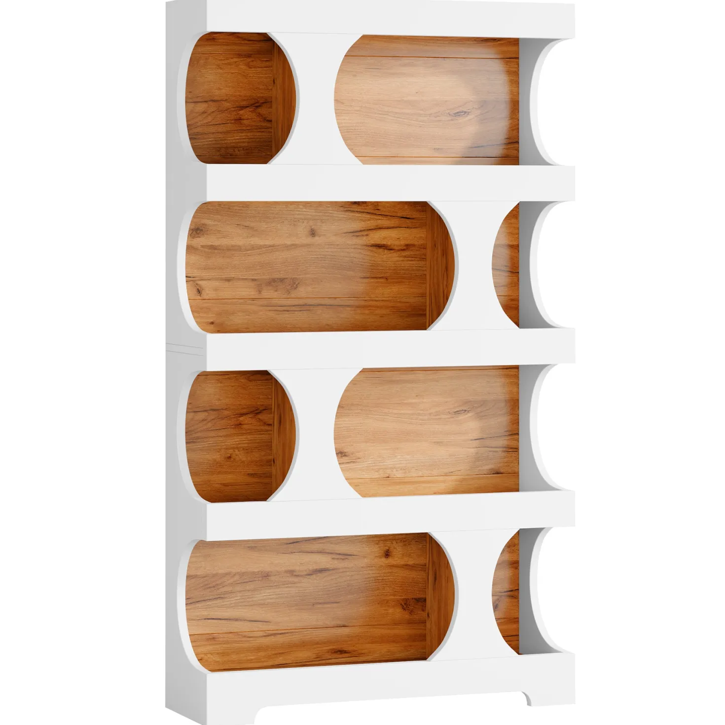 71" Bookshelf, 4-Tier S-Shaped Bookcase Freestanding Display Shelves