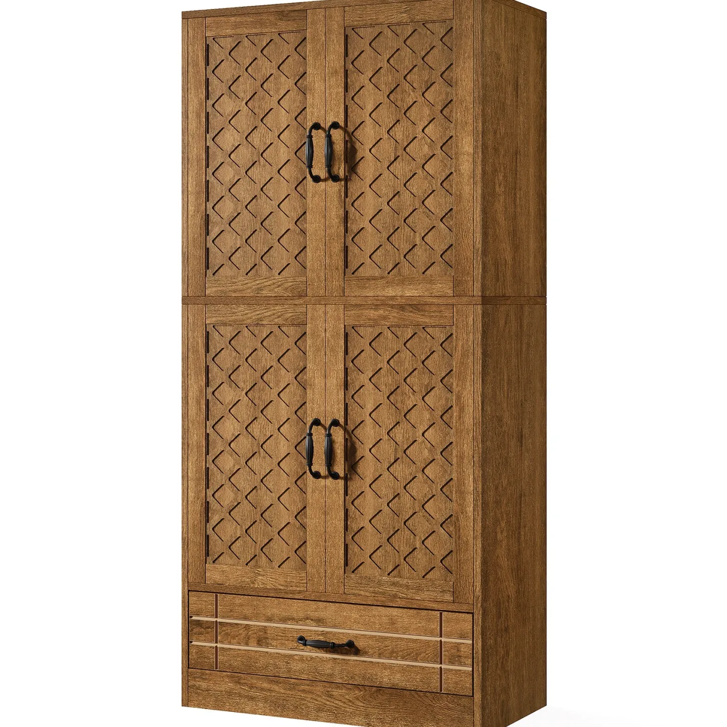 70" Bookshelf with Door, Freestanding Bookcase Cabinet with Storage Drawer
