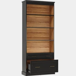 72" Bookshelf with Drawers, Freestanding 5-Shelf Bookcase Display Shelf