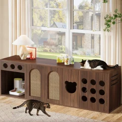 70.9" Cat Litter Box Enclosure, Extra Large Hidden Litter Box Cabinet Cat House