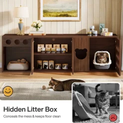 70.9" Cat Litter Box Enclosure, Extra Large Hidden Litter Box Cabinet Cat House