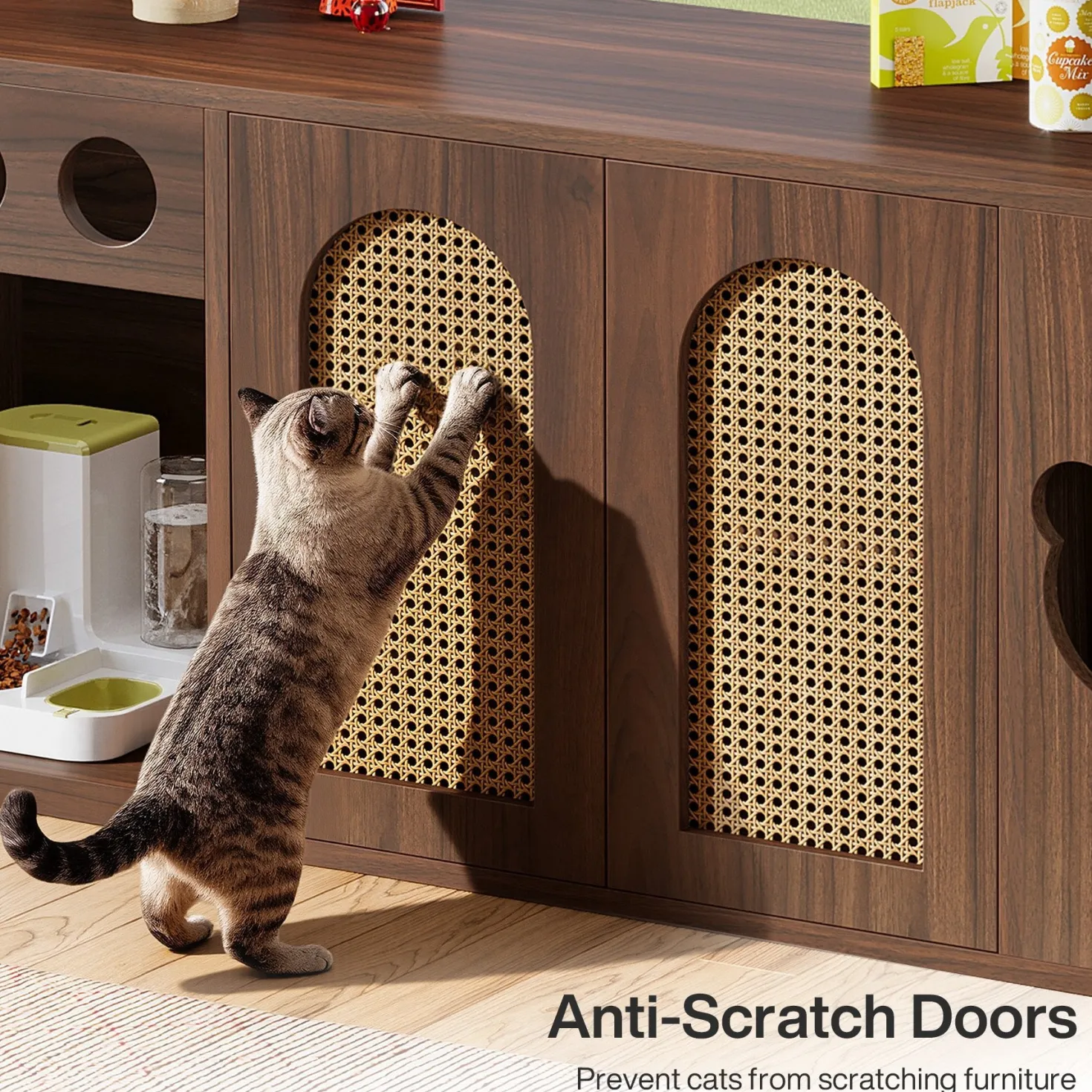 70.9" Cat Litter Box Enclosure, Extra Large Hidden Litter Box Cabinet Cat House