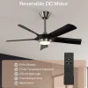 52" Ceiling Fan, Modern 5-Blade Dimmable LED Reversible Fan Light for Living Room