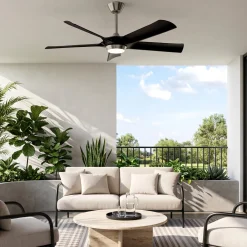 52" Ceiling Fan, Modern 5-Blade Dimmable LED Reversible Fan Light for Living Room
