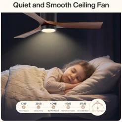 52" Ceiling Fans with Lights & Remote Control, 3 Solid Wood Blades