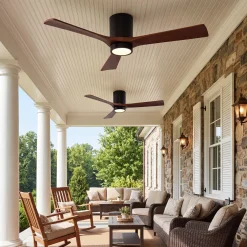 52" Ceiling Fans with Lights & Remote Control, 3 Solid Wood Blades