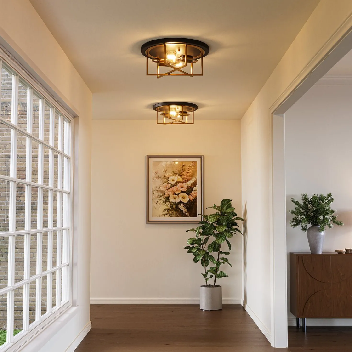 12.99" Ceiling Light Fixtures, 2-Light Flush Mount Lighting for any Room
