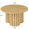 31.5" Circle Coffee Table, Small Accent Center Table with Three-lobed Grille Base for Living Room