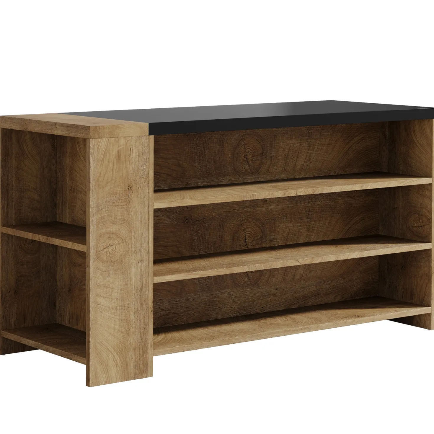 55" Coffee Bar Table, 5-Tier Kitchen Island Storage Cabinet