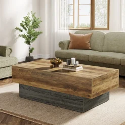 55" Coffee Table, Farmhouse Center Table Tea Table with Sturdy Pedestal