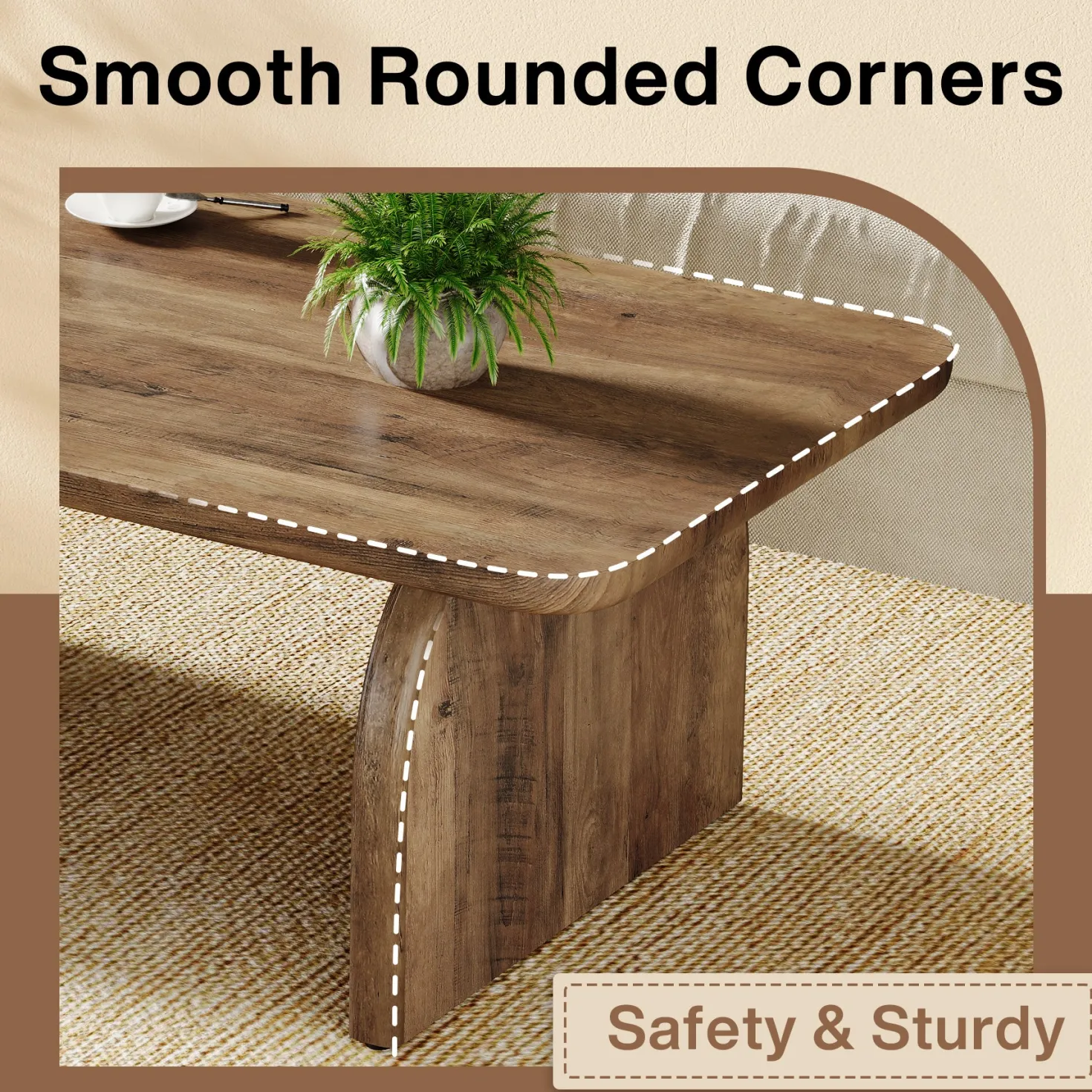 47" Coffee Table, Farmhouse Center Table Low Cocktail Tea Table