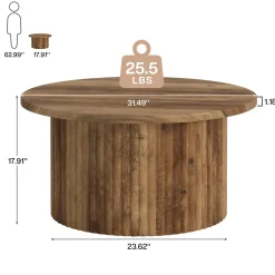31.5" Coffee Table, Farmhouse Circle Center Table Sofa Side Table