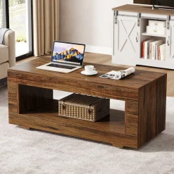 43" Coffee Table, Farmhouse Center Table With Storage