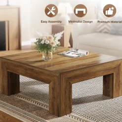 39" Coffee Table, Farmhouse Square Accent Center Cocktail Table