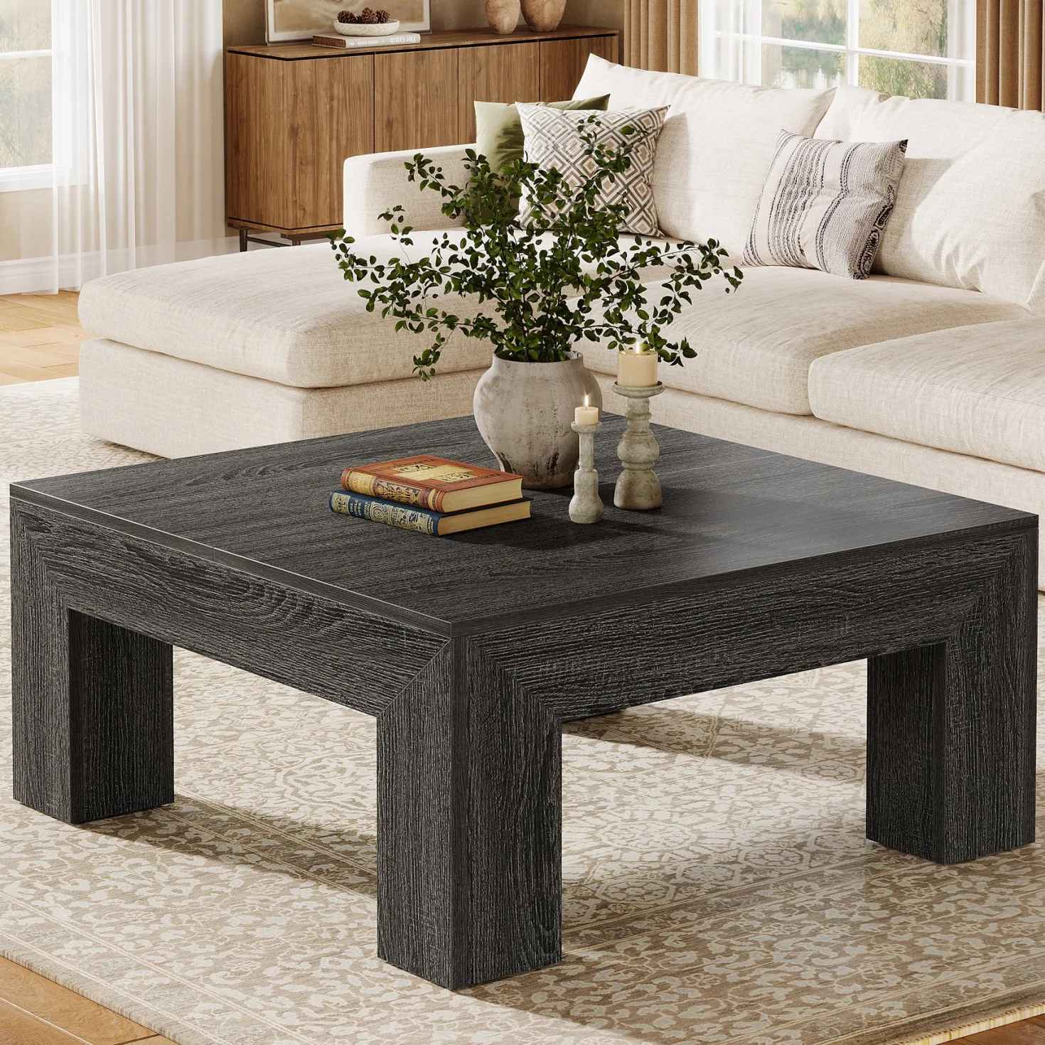 39" Coffee Table, Farmhouse Square Accent Center Cocktail Table