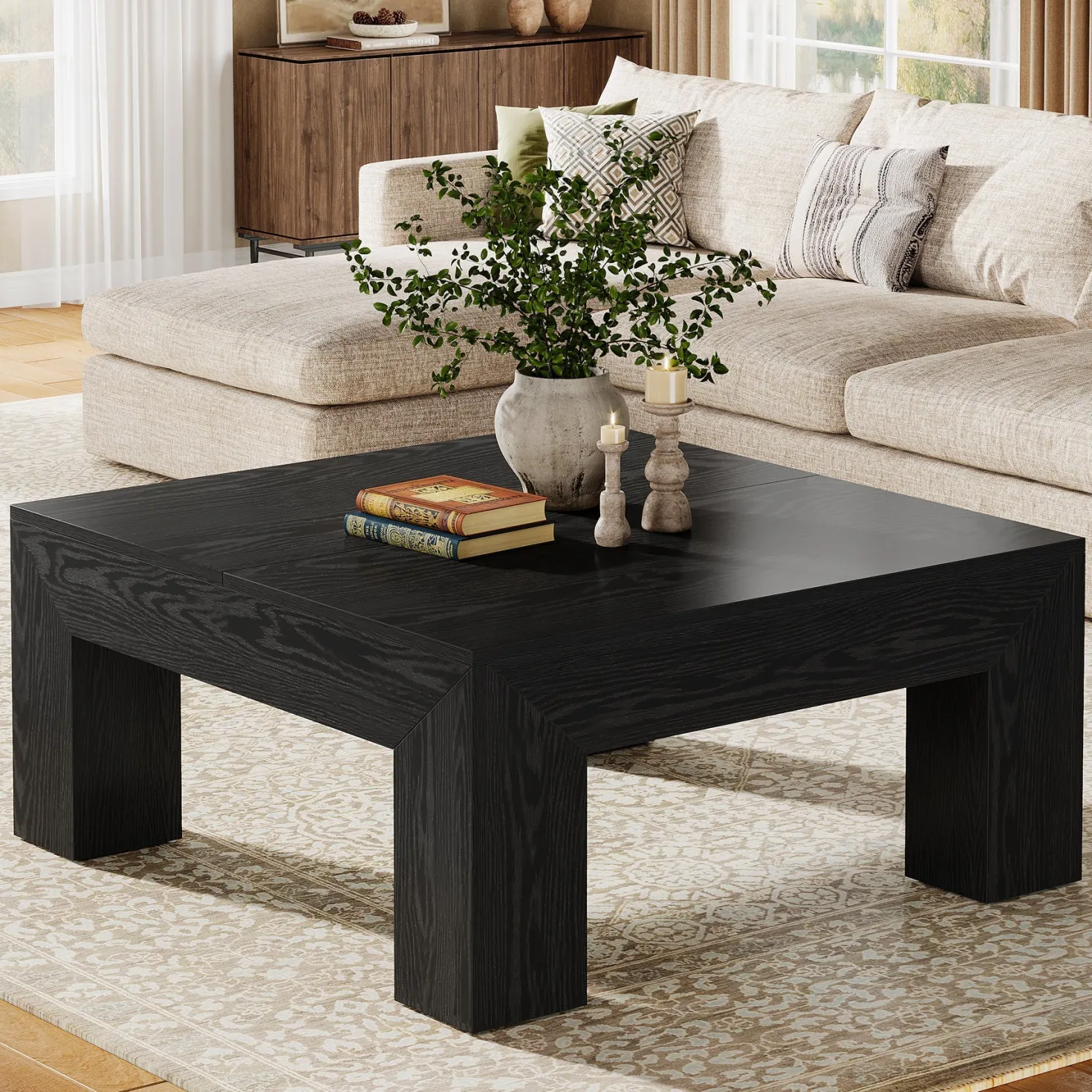 39" Coffee Table, Farmhouse Square Accent Center Cocktail Table