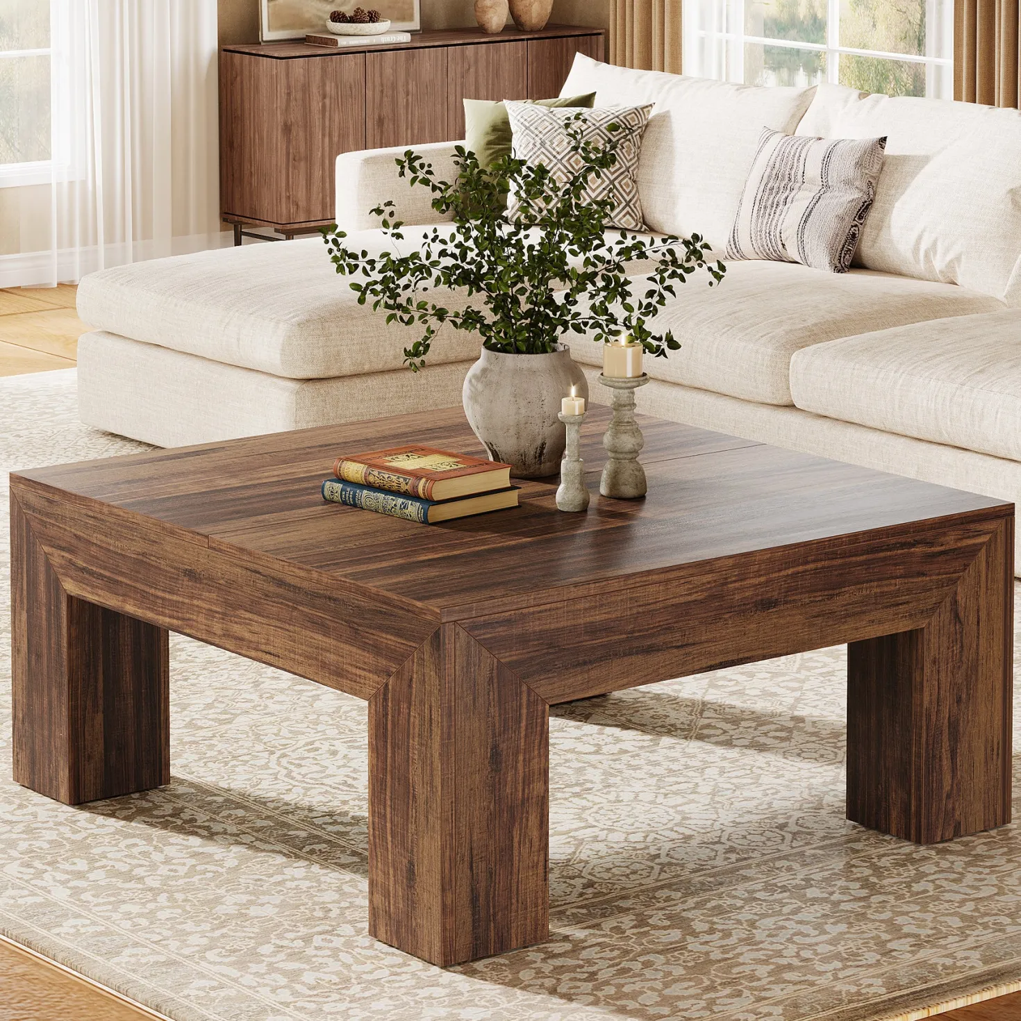 39" Coffee Table, Farmhouse Square Accent Center Cocktail Table