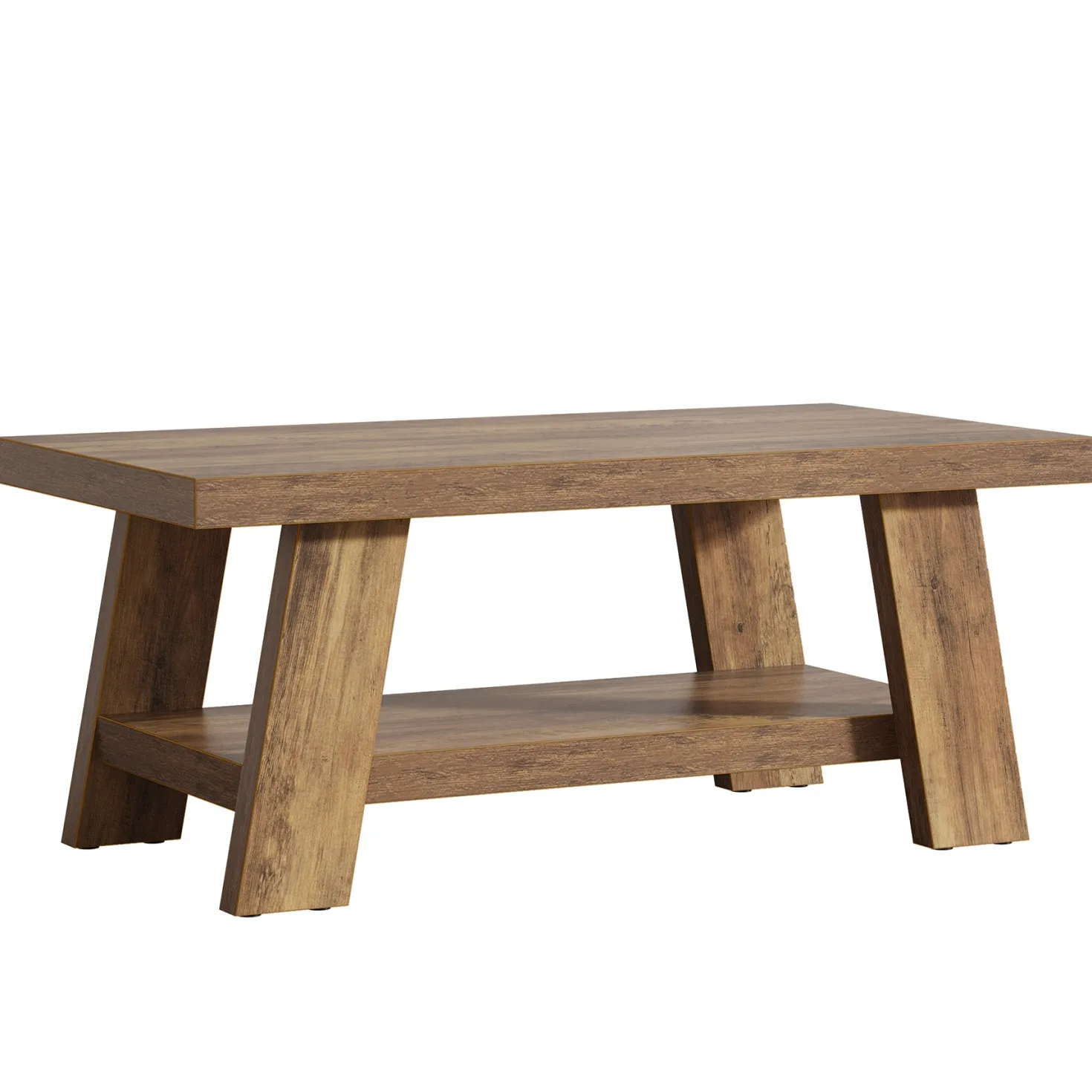 47" Coffee Table, Farmhouse 2-tier Center Table with Storage