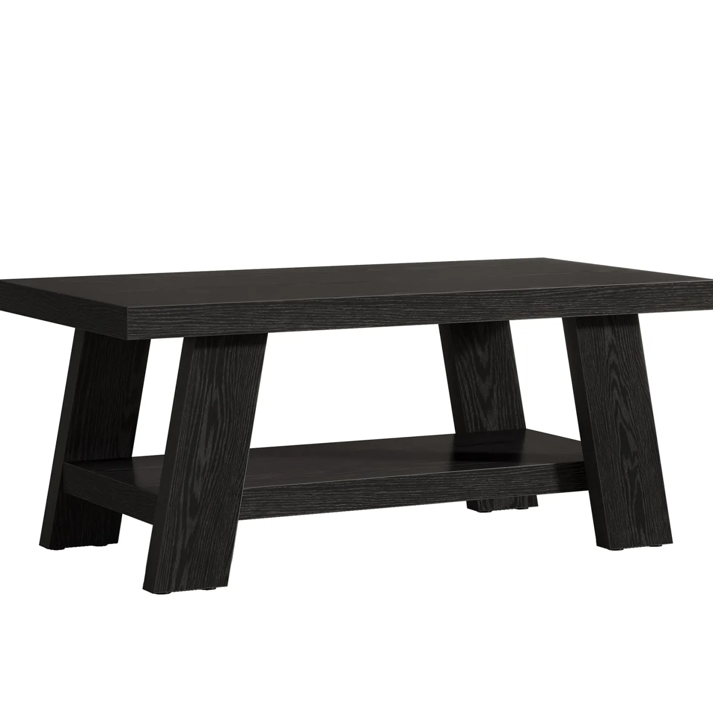47" Coffee Table, Farmhouse 2-tier Center Table with Storage
