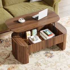 47" Coffee Table, Lift Top Accent Table With Hidden Compartment And Storage Shelf