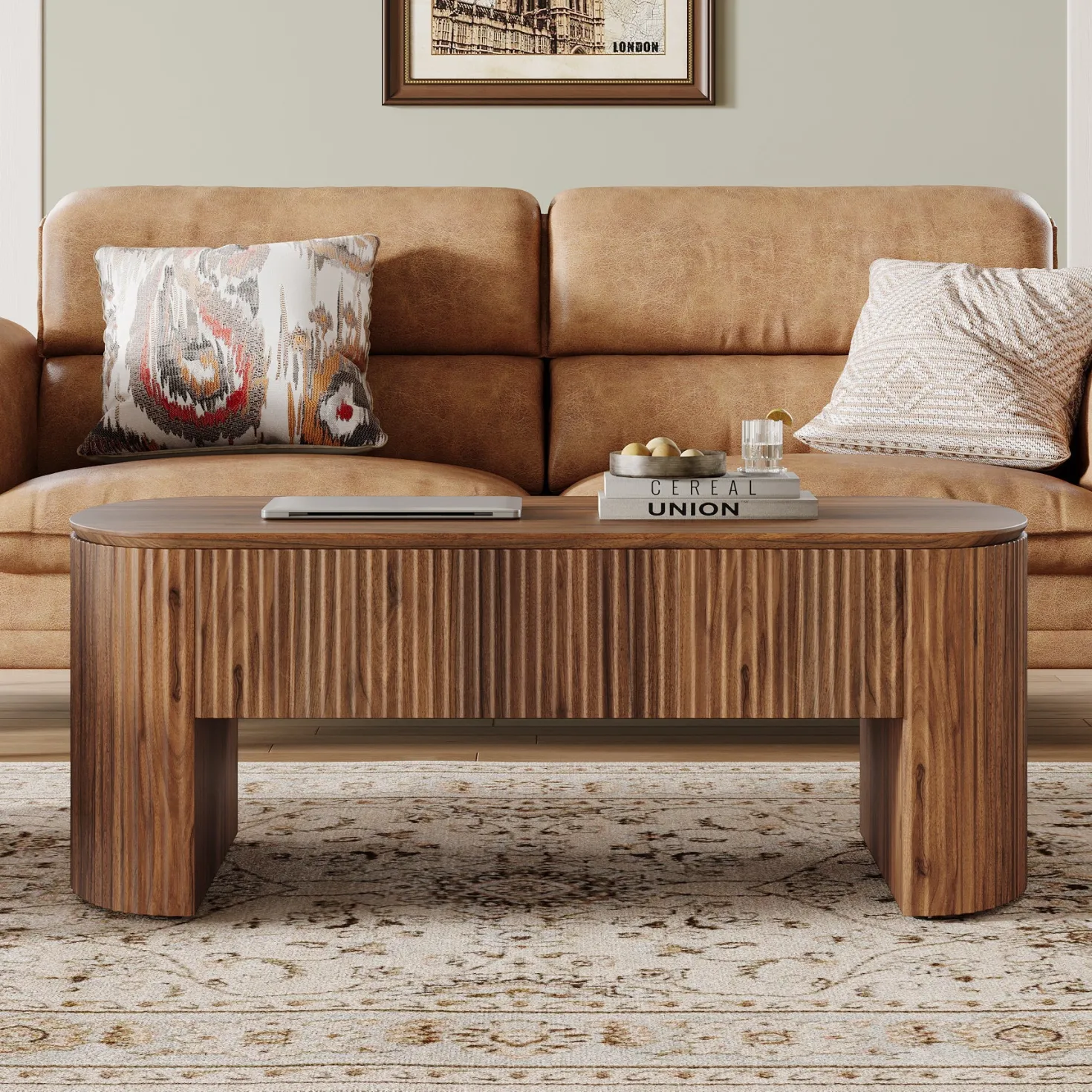 47" Coffee Table, Lift Top Accent Table With Hidden Compartment And Storage Shelf