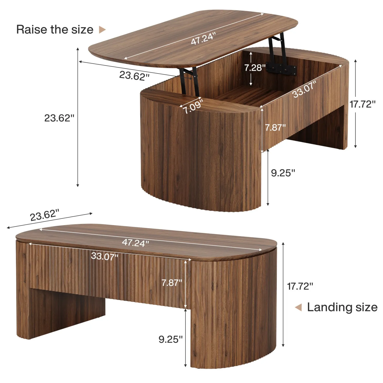 47" Coffee Table, Lift Top Accent Table With Hidden Compartment And Storage Shelf
